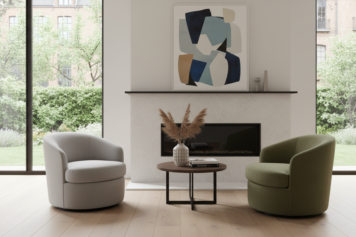 Draaistoelen in de woonkamer: comfort en stijl combineren