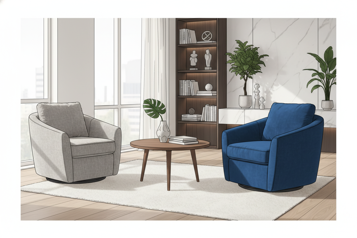 Draaistoelen in de woonkamer: comfort en stijl combineren