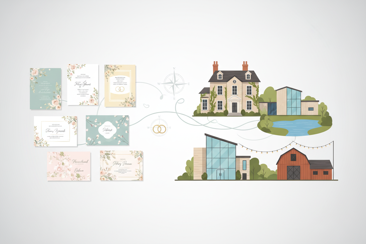 Trouwkaarten en trouwlocaties: hoe zorg je voor een harmonieuze uitstraling