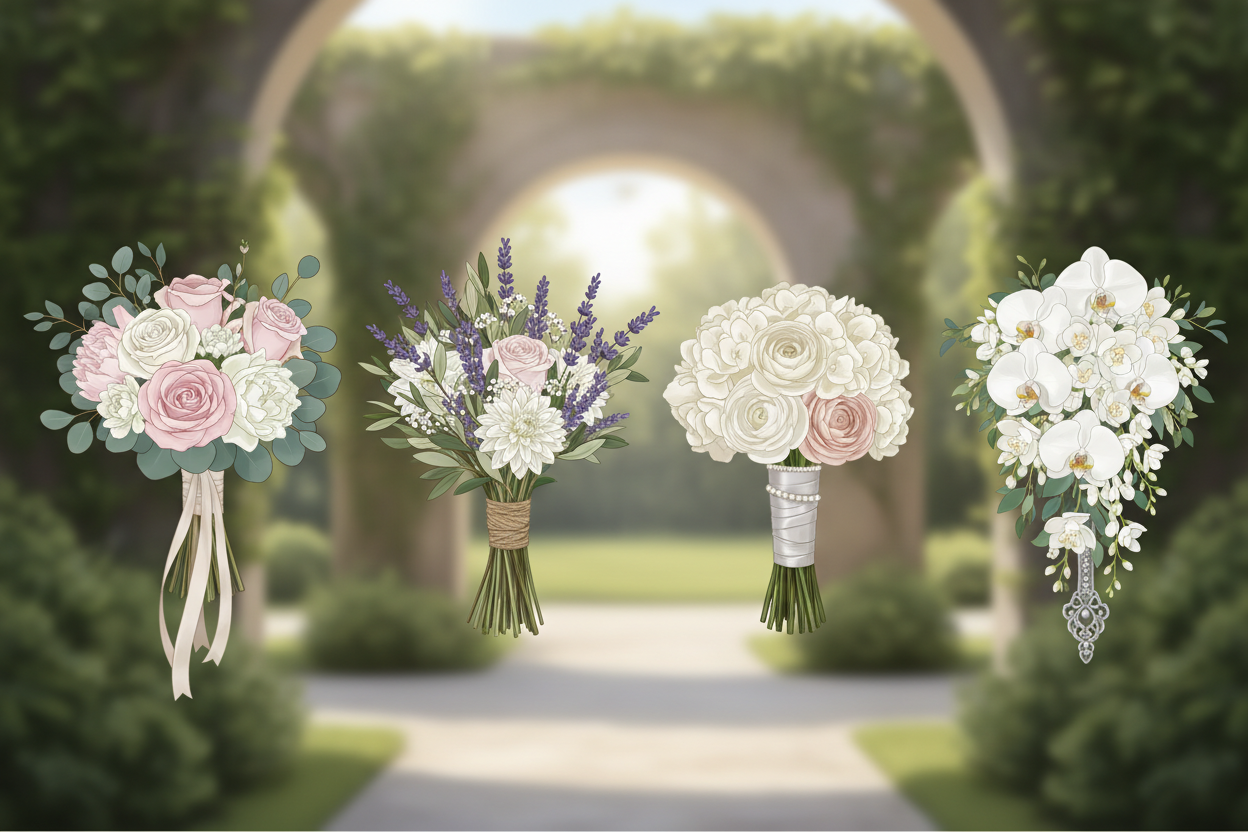 Bruidsboeketten die passen bij romantische trouwlocaties