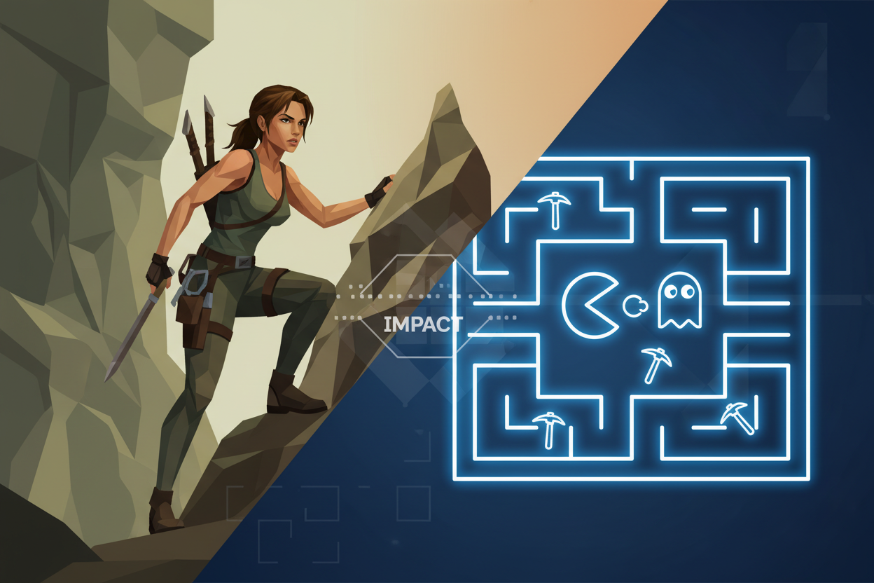 de impact van tombraider op arcade pacman